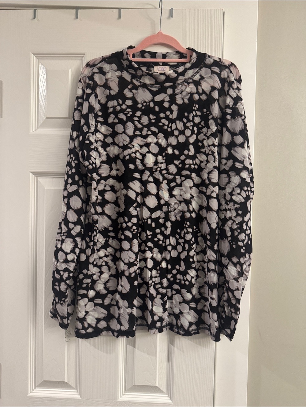Long Sleeve Black & White Printed Tee